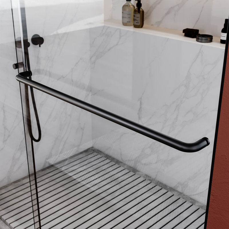 56"-60" W x 62" H Semi-Frameless Double Sliding Tub Door, Black