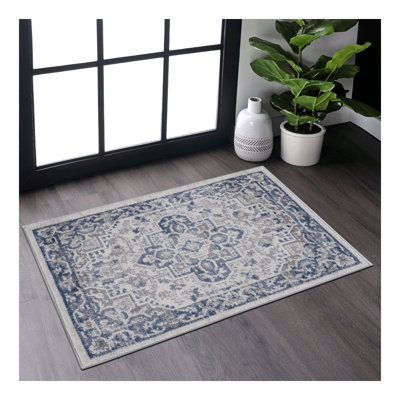 Tapis bleu / gris / oriental Collection