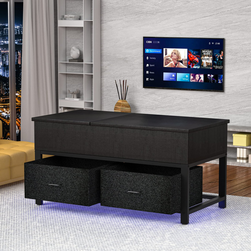 Table basse à plateau relevable avec rangement Claudinette