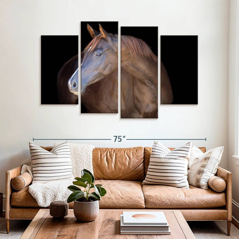 Cheval brun foncé Brampt, H 42 po x l 68 po