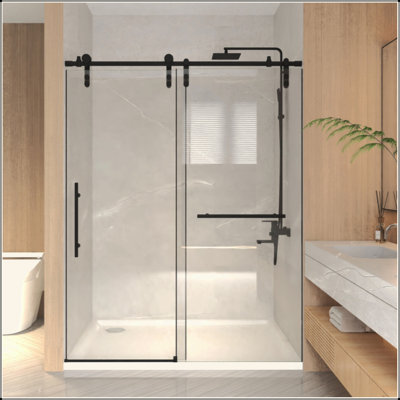 Frameless Sliding Bathtub Door, Tub Shower Door, 5/16" (8Mm) Clear Tempered Glass, Stainless Steel Frame