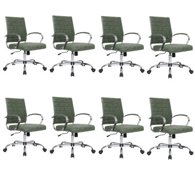 Fauteuil de conférence en cuir à dossier moyen Benmar à hauteur réglable, pivotant et inclinable (ensemble de 8)