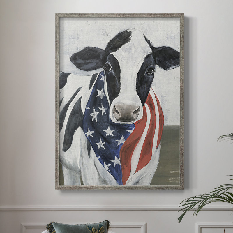 «American Cow II», reproduction encadrée - bois massif, H 11 po x l 9 po