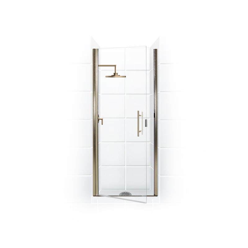 Porte de douche à charnière semi-sans cadre 30" x 65" Paragon Series, Nickel brossé