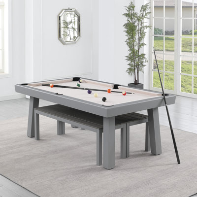 Table de salle à manger d'extérieur / d'intérieur en ardoise avec 2 bancs et accessoires Oasis