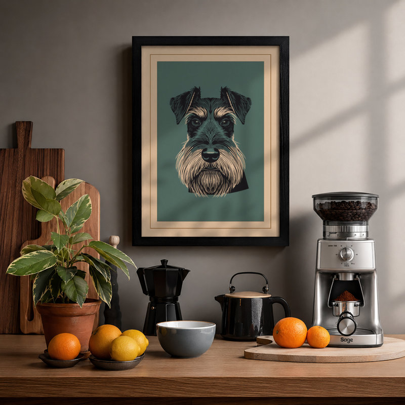 Distinguished Schnauzer Modern - Framed Print, Black, A4 - 29.7 x 21.0 cm