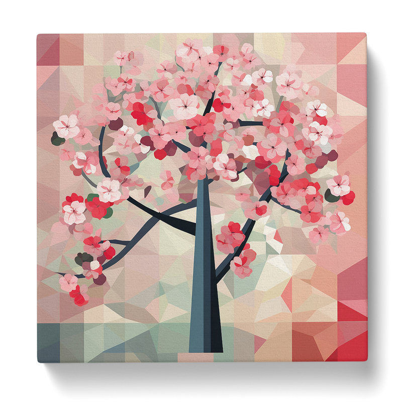Cherry Blossom Tree Constructivism - Print, 50cm H x 50cm W x 3cm D