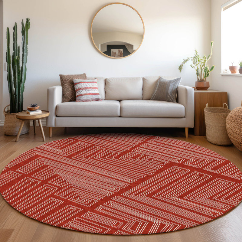 Tapis intérieur / extérieur rouge lavable Clayra , 2 pi 6 po x 3 pi 10 po