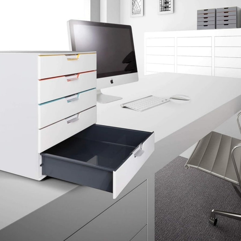 5 Drawer Unit Desktop Drawer Set with 5 Colour Coded Draws Box Files for Paper Storage