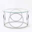Table basse ronde moderne avec dessus en verre et structure métallique circulaire, table d'appoint contemporaine pour salon-1217319520