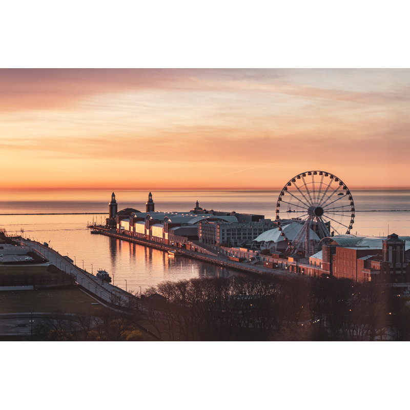 City Of Chicago - Navy Pier by Niklas Toelle - Wrapped Canvas Print, 30cm H x 46cm W