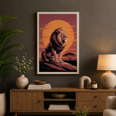 Lion at Sunrise Rustic 1 Piece Wrapped Canvas Wall Art