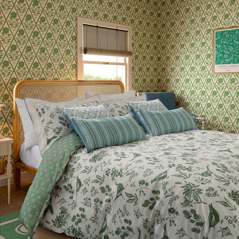 Festival Pheasants Cotton Duvet Cover Set, King Size Duvet Cover + 2 Pillowcases