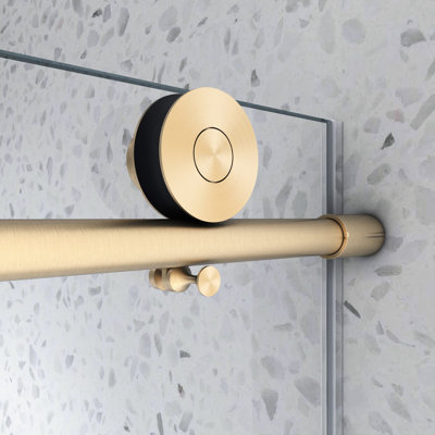 Brushed Gold Shower Door 6076 - , 70Mm 304 Stainless Steel Pulley, Soft Closing Function, Nano Easy Cleaning, Treatment For Bathroom Adjustable Closing, -Proof