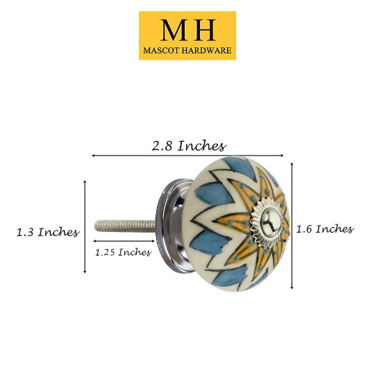 Hand-Painted Multicolor Ceramic Round Cabinet Knobs Pack of 10