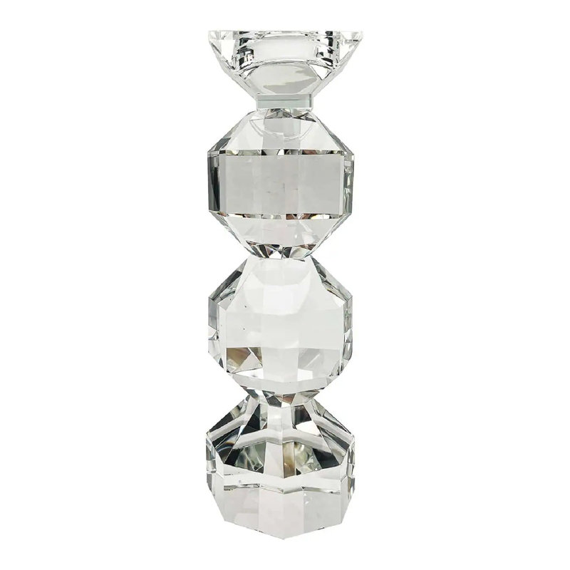 Candle Holder Glass Tabletop Candlestick, 13'' H x 4'' W x 4'' D