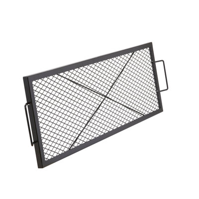 Foyer de cuisson rectangulaire en forme de foyer, acier robuste de 44 pouces, batterie de cuisine de camping portable, grande surface pour plusieurs aliments, barbecue résistant aux températures élevées, grille barbecue en acier, poignée facile à transporter,