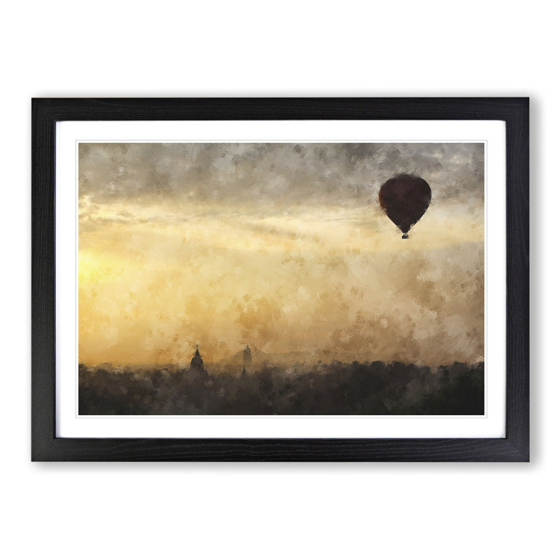 Hot Air Balloon Vol.2 - Picture Frame Painting, 27cm H x 36cm W x 2cm D, Black Framed