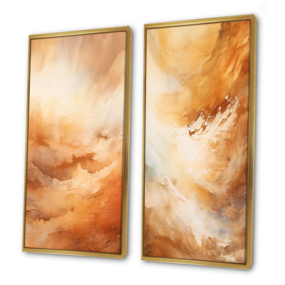Beige Sandy Clouds Horizon - Clouds Canvas Wall Art Set Of 2