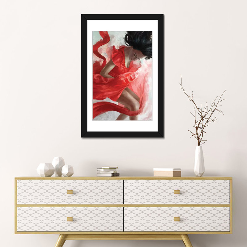 «Descension», impression sur toile, H 32 po x l 24 po x P 1 po, Papier d'art encadré noir, Blanc