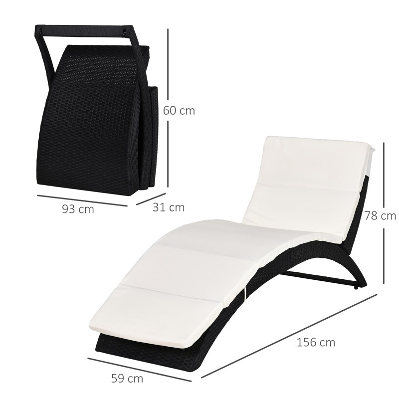 Semple Single Chaise with Cushions, Black