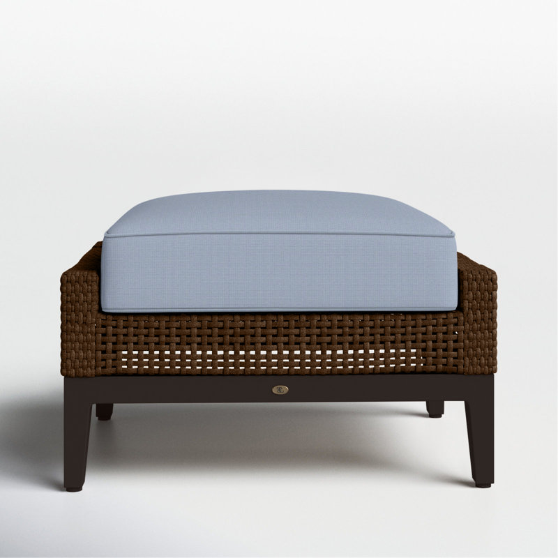 Repose-pieds péninsule tissé - acajou / châtaignier, Welt + bourre standard, Sunbrella® ‑ Arbor Chambray colombe