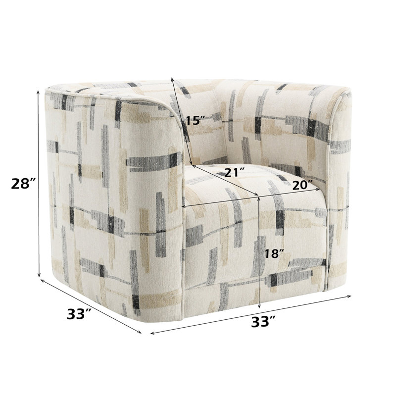 Siège pivotant rembourré en tissu beige - avec accoudoirs de 28 po de hauteur et motif de fonctions des pieds Kd - profondeur de 21 po