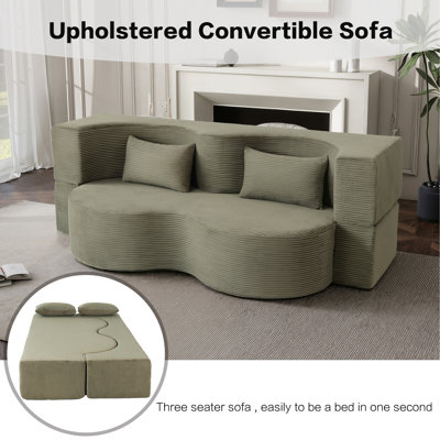 Canapé-lit pliable 2-en-1, canapé-lit convertible pliable sans os de 75 pouces, canapé-lit rembourré en mousse à mémoire de forme avec 2 coussins pour le salon