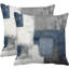 Ensemble de 2 housses de coussins décoratifs modernes et abstraites bleues et grises décoratives pour canapé, taies décoratives standard carré 18 x 18 pouces