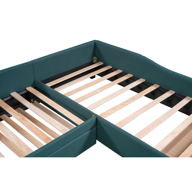 Upholstered Double Twin Daybed With Trundle And Drawer, - Elegant Practical Bed For Modern Living Size Drawer In Spacious, Stylish Versatile -Bed Any Room