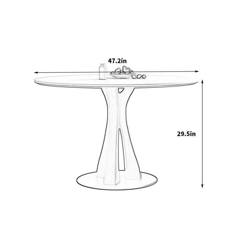 Table de salle à manger Shumena, H 29,5 po x L 47,2 po x l 47,2 po