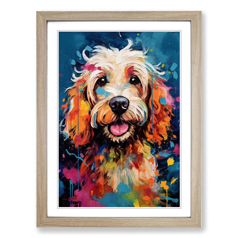 Cockapoo Abstract No.2 - Single Picture Frame Print on Wood, 46cm H x 34cm W x 2cm D, Oak Framed