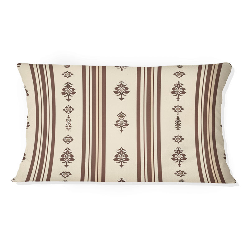 Motif à rayures brun et blanc I - Coussin lombaire traditionnel