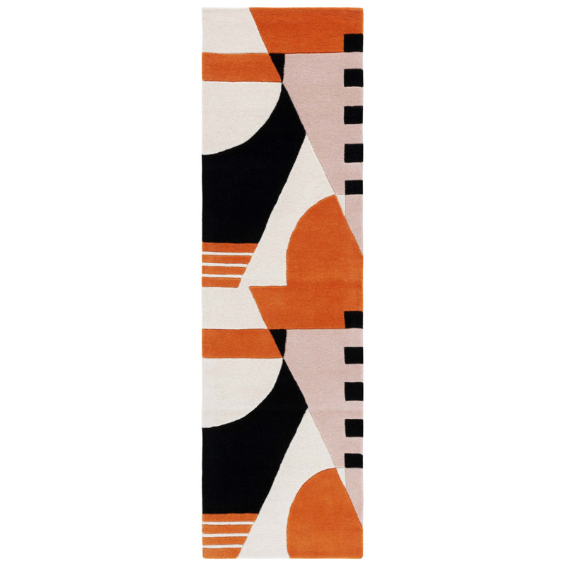 Tapis ivoire / rouille Hiro, Tapis de couloir 2 pi 3 po x 8 pi