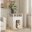 Meuble de litière pour chat, maison de chat en bois avec armoire fermée, litière cachée avec tablette de rangement, table d'appoint moderne pour salon ou chambre à coucher - blanc