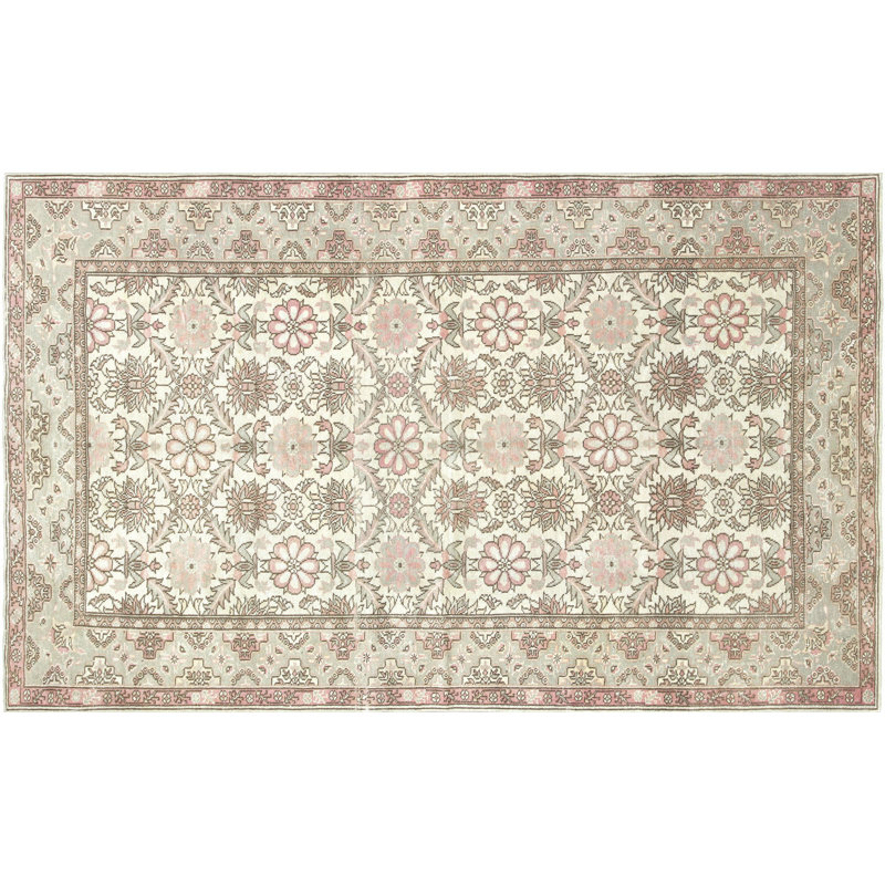 One-of-a-Kind Hand-Knotted 1960s 5'6" x 9' Wool Area Rug in Gray