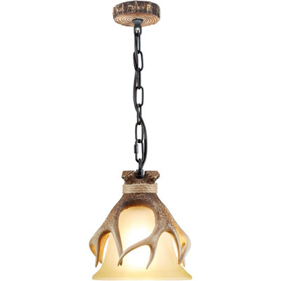 Luminaire suspendu rustique pour vestibule de salle à manger pour îlot de cuisine, mini luminaire suspendu en verre en forme de corne de cerf Farmhouse