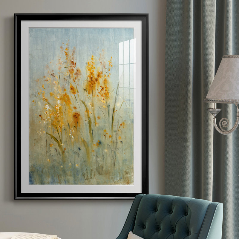 " Spray Of Wildflowers I ", 42.5" H x 30.5" W x 1" D, Black
