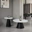 Table de bout ronde de style contemporain avec plateau en faux marbre