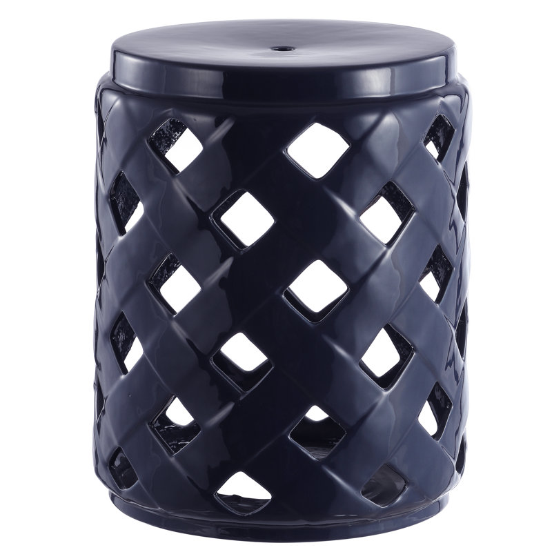 Tabouret de jardin en céramique Caron, Bleu marine