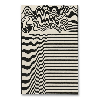 Tapis gris tissé à rayures Mosso