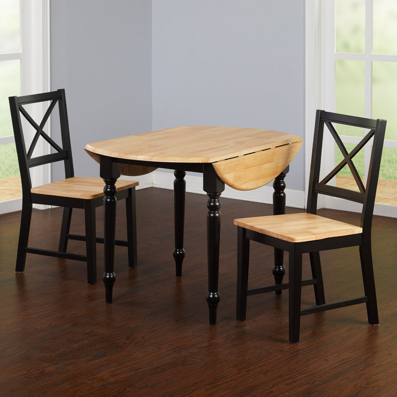 2 - Person Solid Wood Solid Wood Top Four Leg Dining Set, Black, Black