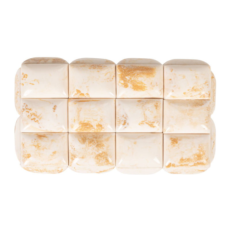 Boîte cloutée en résine marbrée, Blanc