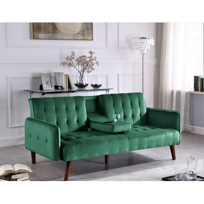 Koga 72'' Velvet Convertible Sofa