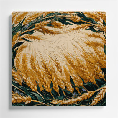 «Farm Wheat Stalk Frame», art mural en métal brun