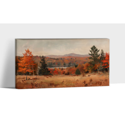 Grand paysage d'automne, art mural, photos d'automne, art mural rétro sur toile, salon, tons d'automne, toile tendue 30 po x 60 po