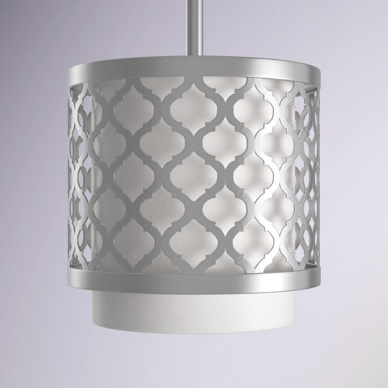 Luminaire suspendu tambour simple à 1 lumière Mance, Nickel brossé