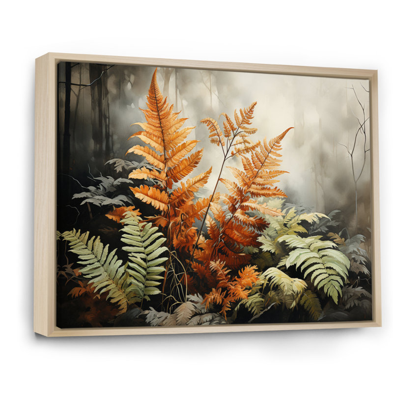 " Ferns Amber Reflections ", H 12 po x l 20 po, Cadre flottant brun