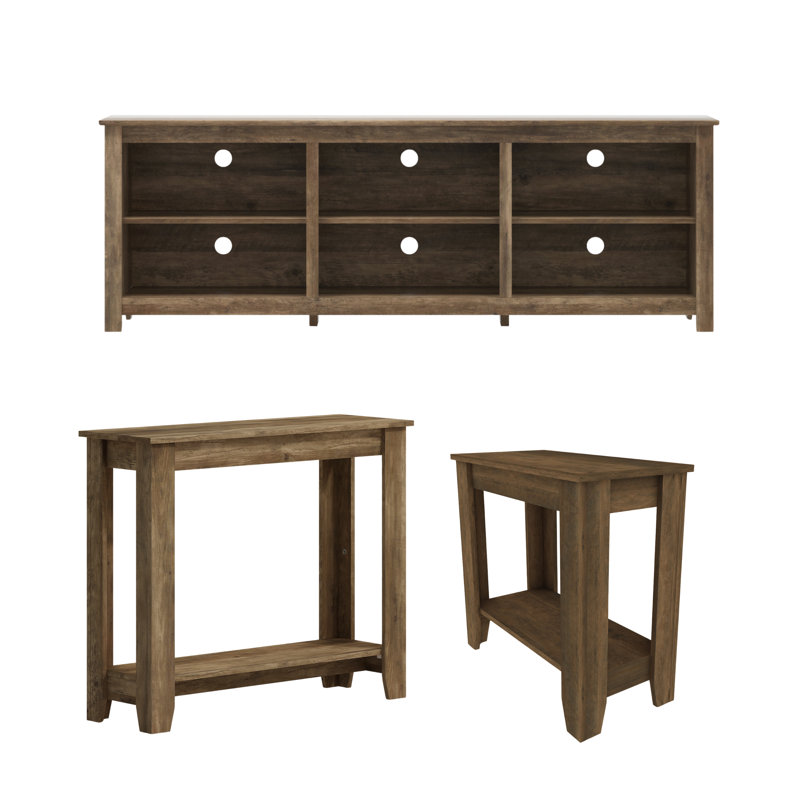 Fredrick Farmhouse Coordinated Living Room 3 Piece Furniture Set, Knotty Oak