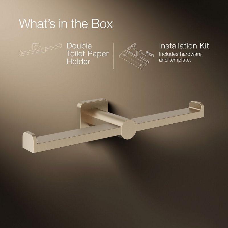 Parallel Double Toilet Paper Holder, Brushed Bronze